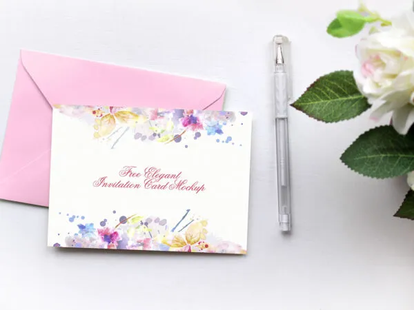 Elegant Invitation Card and Envelope Mockup 1