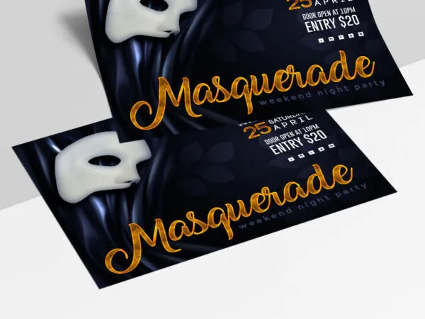 Elegant Leafy Modern Masquerade Party Flyer Template 1