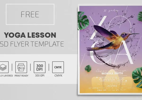 Elegant Modern Yoga Lesson Flyer Template 1