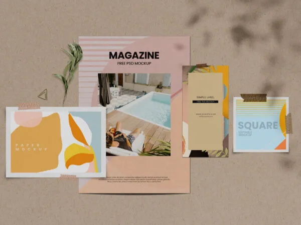 Elegant Mood board Scene Mockup Including Four Items 1