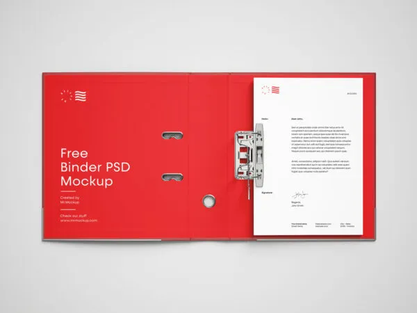 Elegant Open Binder With Metal Clipper Mockup 1