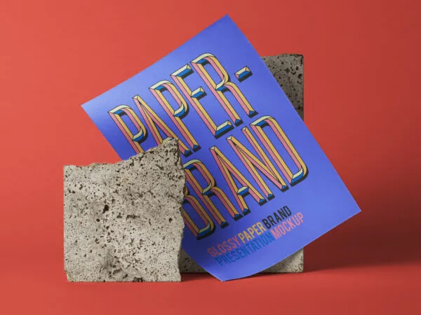 Elegant Paper Brand Mockup Between Stones 1