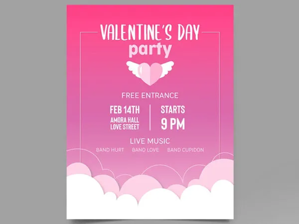 Elegant Pink Valentines Day Flyer Template 1