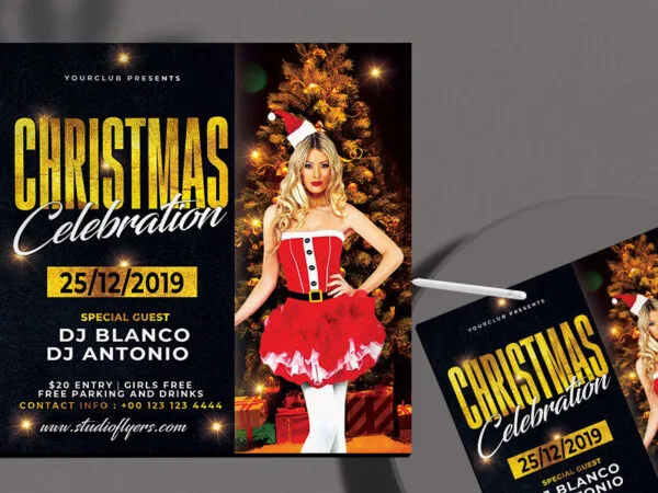 Elegant Sparkly Christmas Party Flyer and Instagram Template 1