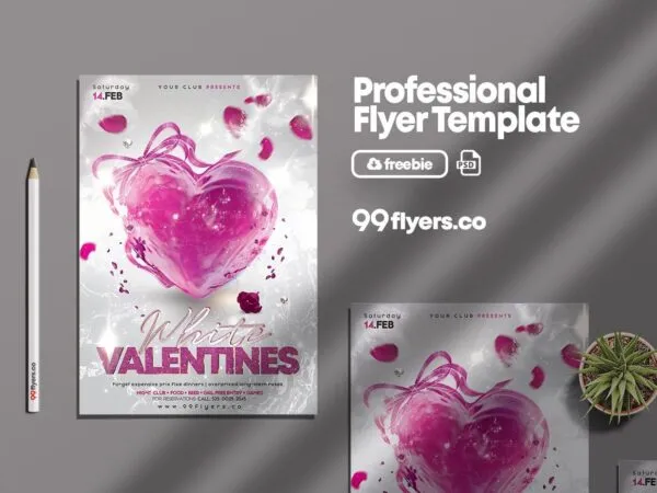 Elegant Sparkly Valentines Day Party Flyer Template 1