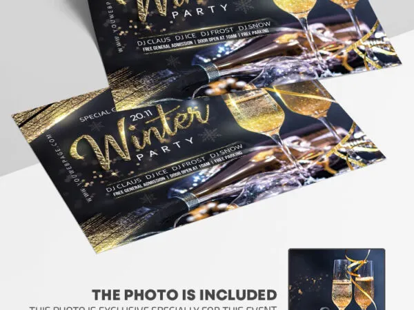 Elegant Sparkly Winter Party Flyer Template 1