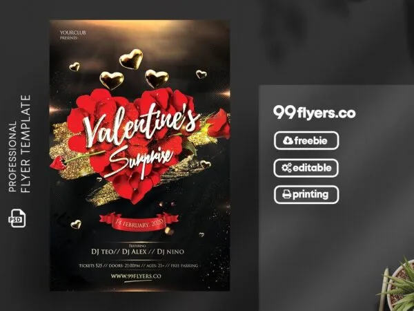 Elegant Valentines Day Event Flyer Template 1