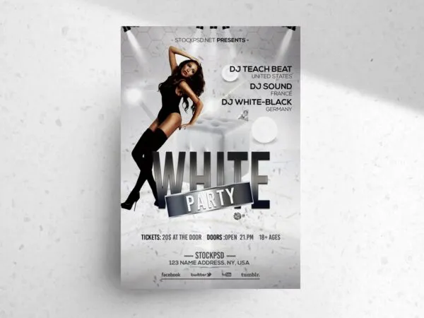 Elegant White Nightclub Party Flyer Template 1