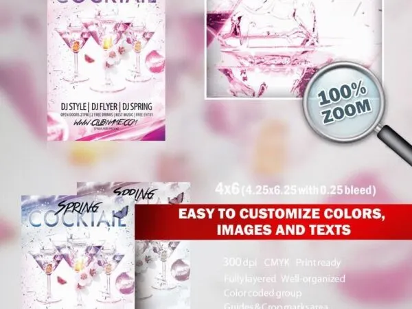 Elegant and Neat Cocktail Spring Party Flyer Template 1