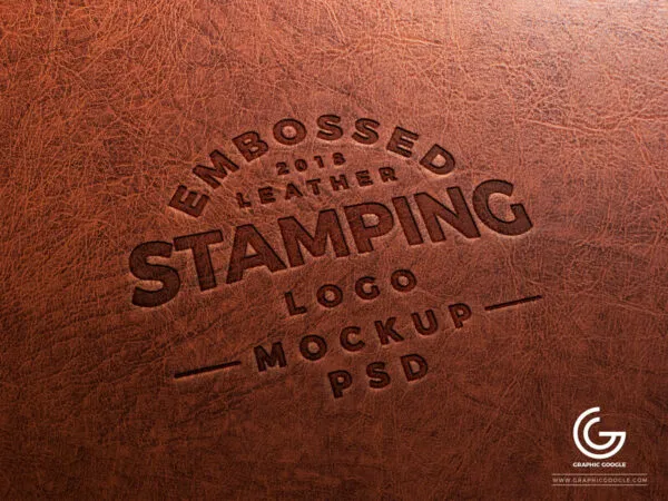 Embossed Leather Stamping Logo Close Up Mockup 1