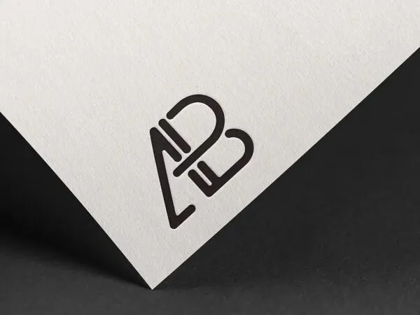 Embossed Logo on Simple Tilted Paper Mockup 1