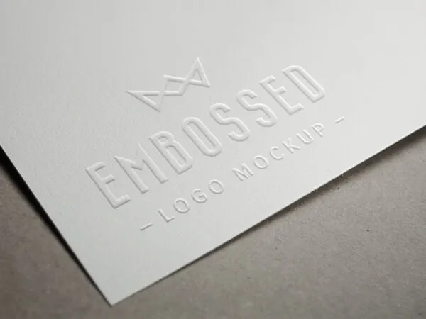 Embossed Paper Logo Mockup Closeup Shot 1