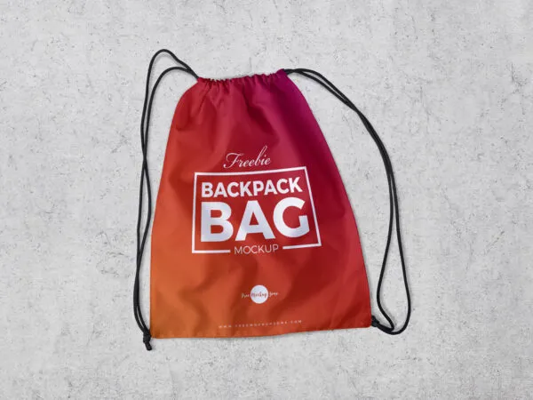 Empty Drawstring Backpack Lying Down Mockup 1