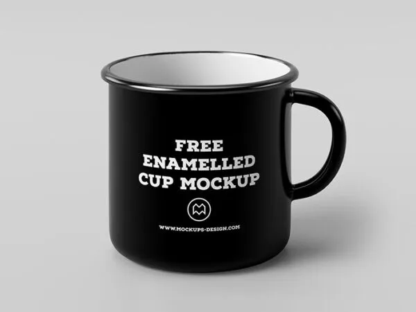 Enamel Black and White Minimal Mug Mockup 1