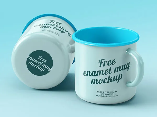Enamel Modern Pair of Mugs Mockup 1