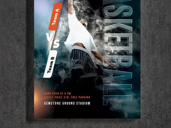 Energic and Professional Basketball Game Poster Template 1