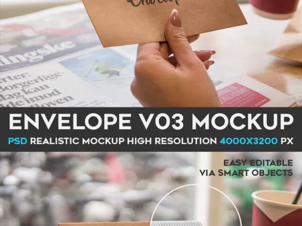 Envelope Mockup Featuring Female Hand Sitting at the Table 1