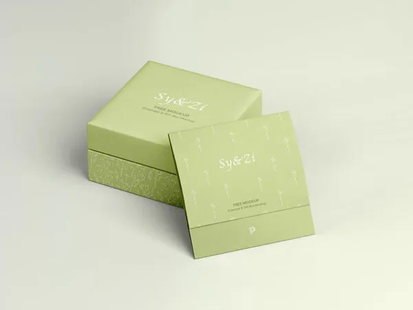 Envelope and Gift Box Mockup from Perspective Sight 1