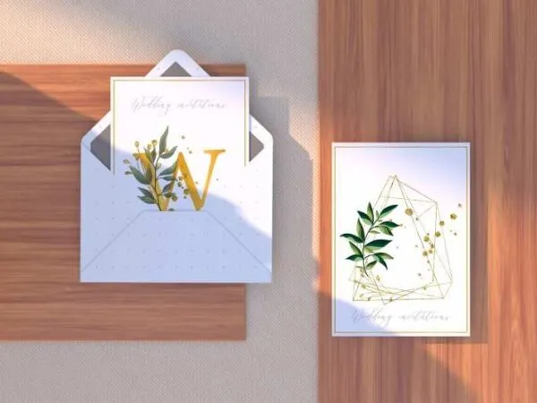 Envelope and Letterhead on a Wooden Surface Mockup 1