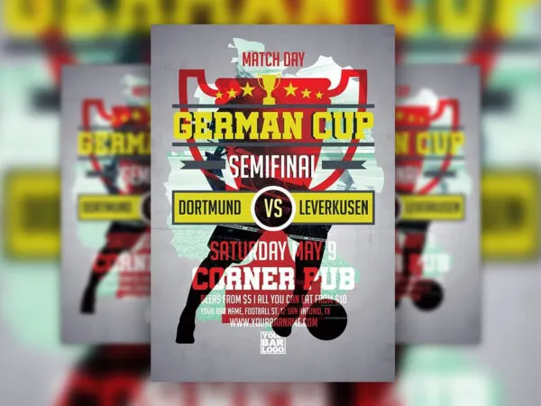 Euro Soccer Cup Flyer Template with Gray Border 1