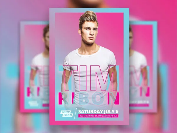 Event and Party Flyer Template with Pink and Cyan Theme 1