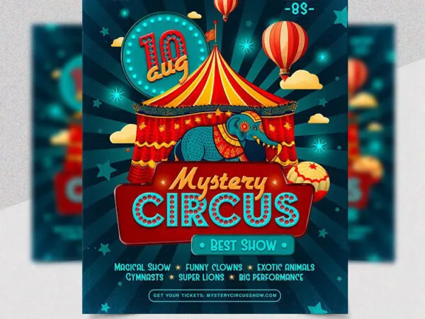 Exciting Colorful Mystery Circus Flyer Instagram Template 1