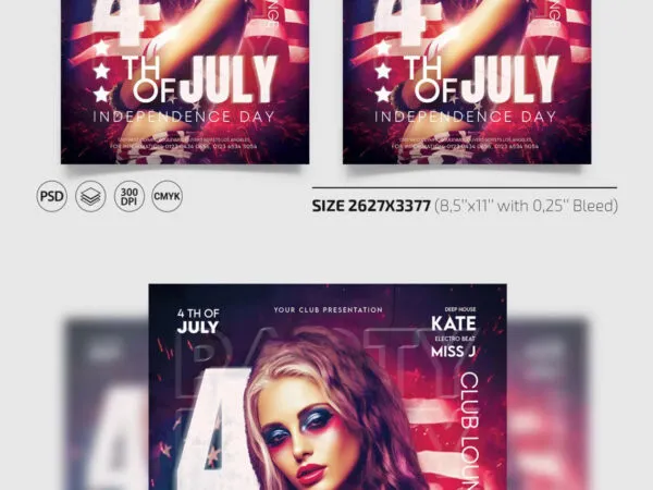 Eye catching 4th Of July Club Flyer Instagram Post Templates 1