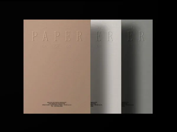 Facing Scene of Papers Mockup on Black Background 1