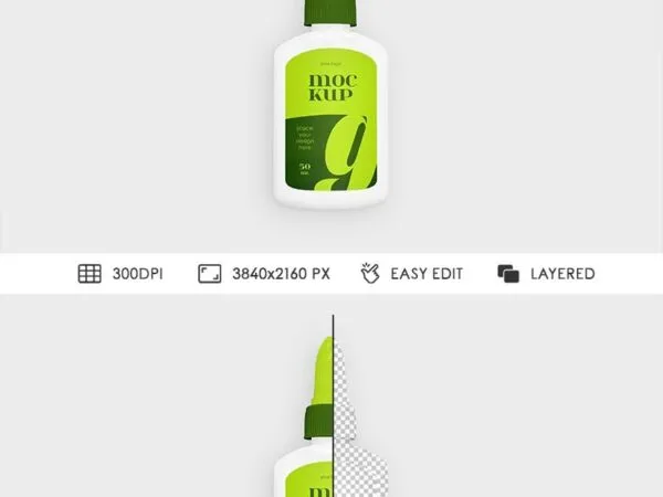 Facing Shot of Glue Bottle Mockup 1