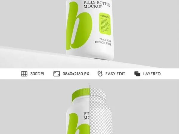 Facing Shot of Matte Pills Bottle Mockup 1