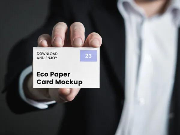 Facing Show of Business Card Mockup in Hand 1