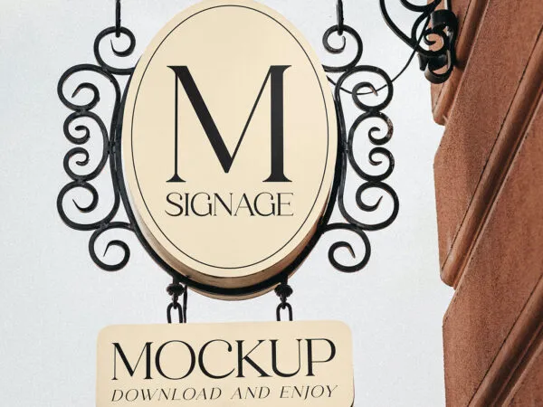 Facing Show of Rounded Signage Mockup 1
