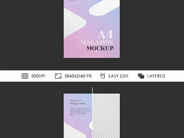 Facing Showcase of A4 Magazine Mockup 1