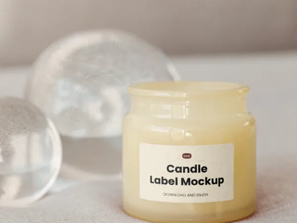 Facing Showcase of Candle Jar Mockup with Crystal Balls 1