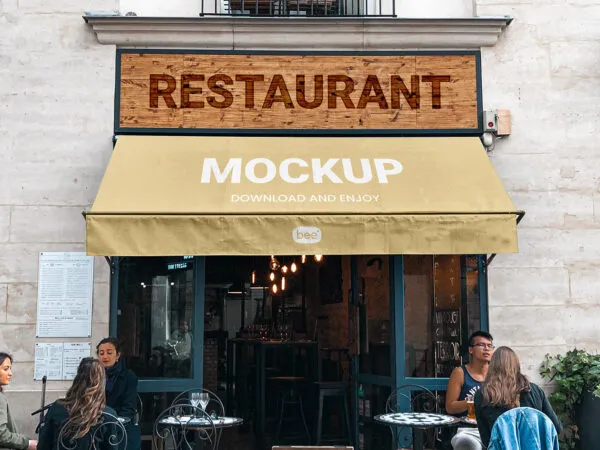 Facing Showcase of Restaurant Front Mockup 1