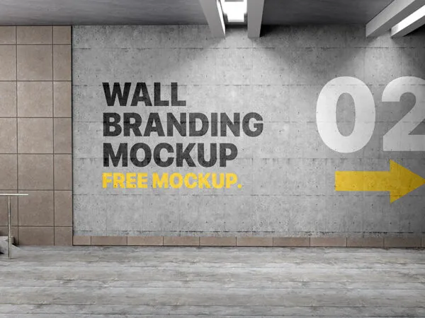 Facing Showcase of Wall Branding Mockup 1