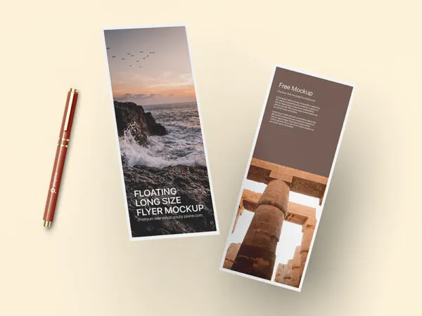 Facing Sight of Floating Long Size Flyer Mockup 1