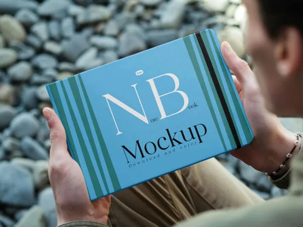 Facing Sight of Horizontal Notebook Cover Mockup 1