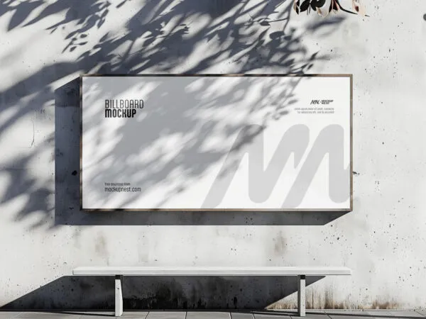 Facing Sight of Outdoor Billboard Mockup with Shadows 1