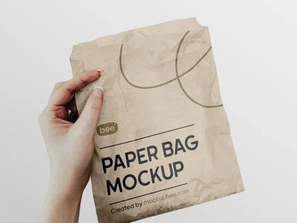 Facing Sight of Square Paper Food Bag Mockup 1