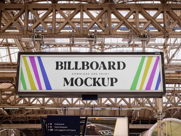 Facing Sight of Victoria Station Billboard Mockup 1