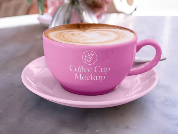 Facing Sight of Wide Coffee Cup Mockup 1