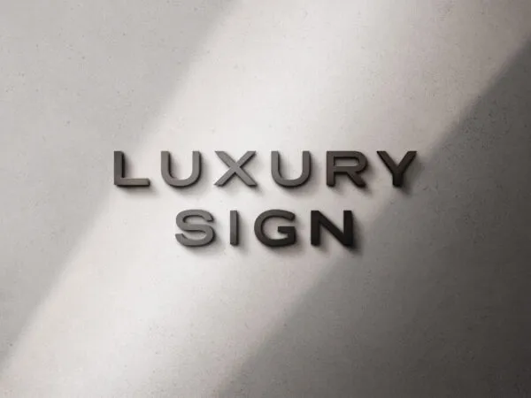 Facing View of 3D Sign Logo Mockup Text Effect 1