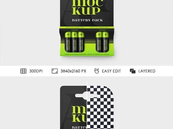 Facing View of Aa Battery Pack Mockup 1