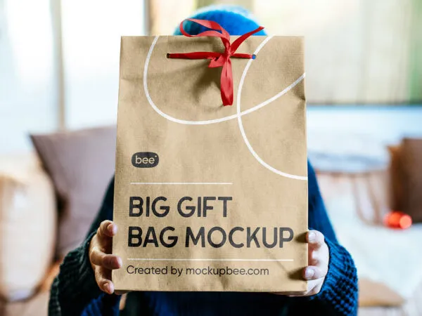 Facing View of Big Eco Gift Bag Mockup 1
