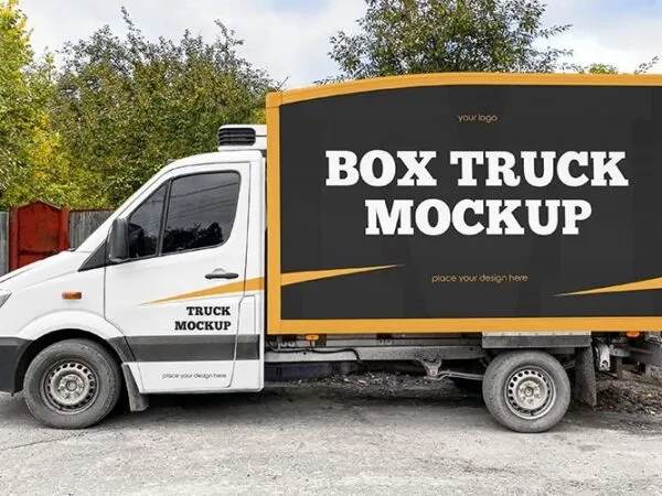 Facing View of Box Truck Mockup 1