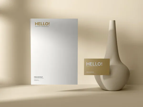 Facing View of Business Card Mockup with Letterhead 1