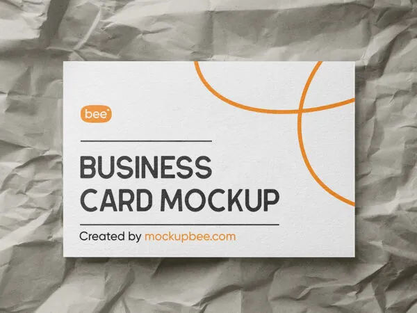 Facing View of Card Mockup on Crumpled Paper 1