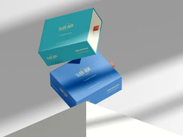 Facing View of Floating Two Slide Box Mockup 1