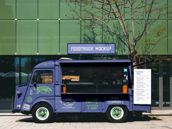 Facing View of Food Truck Mockup 1